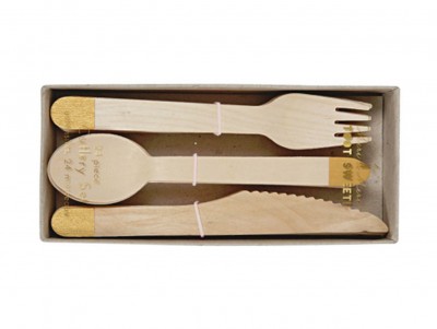 Couverts en bois Or